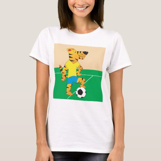 Tiger Playing Soccer T-Shirt (Vorderseite)