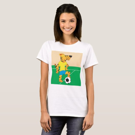 Tiger Playing Soccer T-Shirt (Vorne ganz)