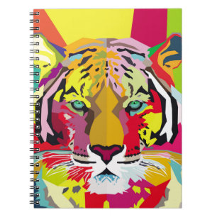 Tiger-Pop-Art-Porträtkunst, Pop, Tiger, Tier, Gesi Notizblock