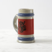 Tiger Pop Art Red Black Bierglas (Vorderseite Links)