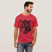 Tiger Pop Art Red Black T-Shirt (Vorne ganz)