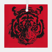 Tiger Pop Art Red Blue Black Ornament Aus Glas (Rückseite)