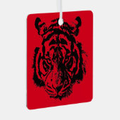 Tiger Pop Art Red Blue Black Ornament Aus Metall (Vorderseite Rechts)