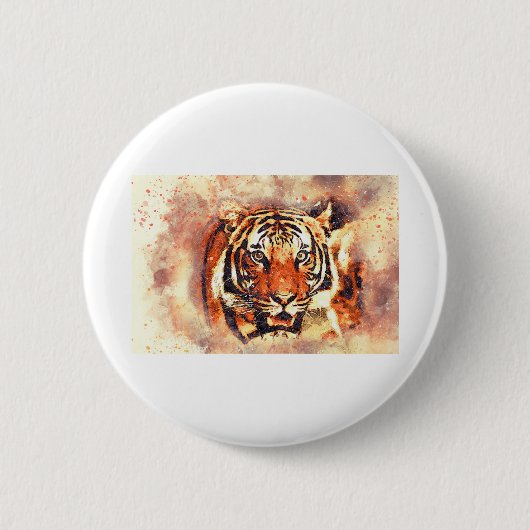 Tiger Portrait Abstraktes Wasser Vintag Button (Vorderseite)