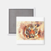 Tiger Portrait Abstraktes Wasser Vintag Magnet (Vorderseite/Rückseite)