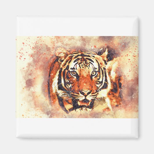 Tiger Portrait Abstraktes Wasser Vintag Magnet (Vorne)
