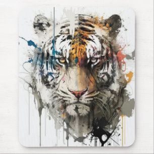 Tiger Portrait Animal Painting Wildlife Outdoor Mousepad