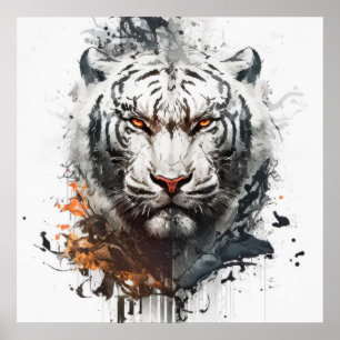 Tiger Portrait Animal Painting Wildlife Outdoor Poster