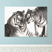 Tiger - Portrait der handbemalten Wildtiere Leinwanddruck (Insitu (Holzboden))