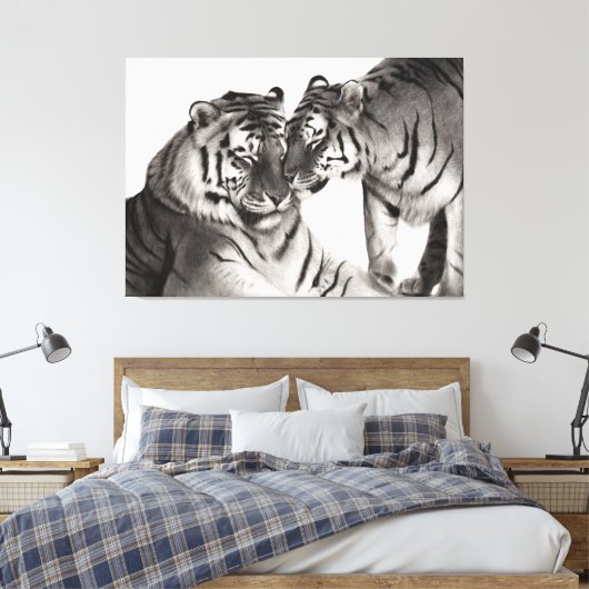 Tiger - Portrait der handbemalten Wildtiere Leinwanddruck (Insitu (Schlafzimmer))