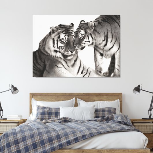 Tiger - Portrait der handbemalten Wildtiere Leinwanddruck (Insitu (Schlafzimmer))
