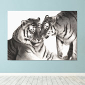 Tiger - Portrait der handbemalten Wildtiere Leinwanddruck (Insitu (Holzboden))