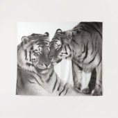 Tiger - Portrait der handbemalten Wildtiere Wandteppich (Vorderseite (Horizontal))
