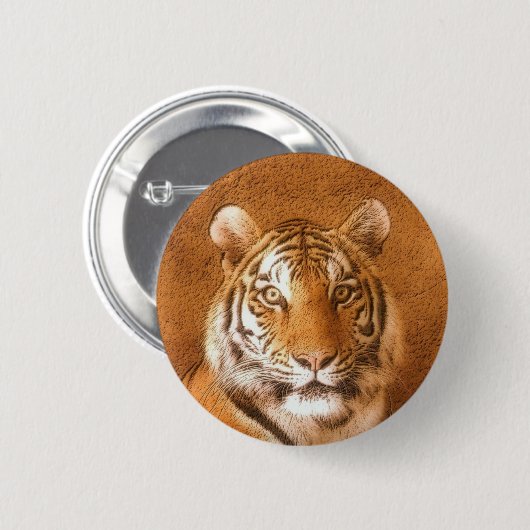 Tiger Portrait Foto Button (Vorne & Hinten)