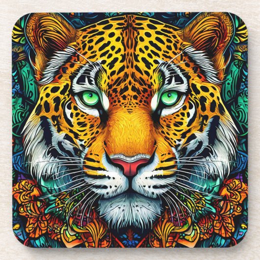 Tiger-Portrait Getränkeuntersetzer (Vorderseite)