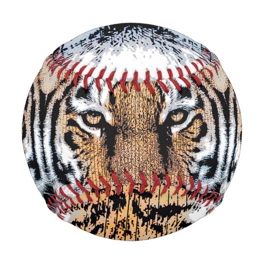 Tiger-Portrait im Grafikstil Baseball (Rückseite)
