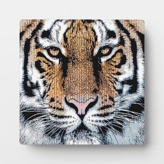Tiger-Portrait im Grafikstil Fotoplatte (Vorderseite)