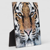 Tiger-Portrait im Grafikstil Fotoplatte (Seite)