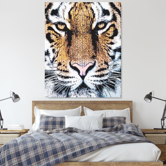 Tiger-Portrait im Grafikstil Leinwanddruck (Insitu (Schlafzimmer))