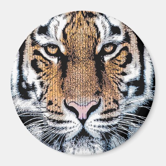 Tiger-Portrait im Grafikstil Magnet (Vorne)
