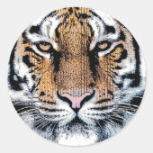 Tiger-Portrait im Grafikstil Runder Aufkleber (Vorderseite)