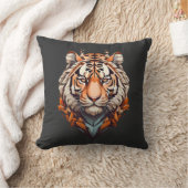 Tiger-Portrait, minimalistisches Design Orange Far Kissen (Decke)