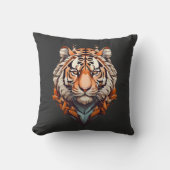 Tiger-Portrait, minimalistisches Design Orange Far Kissen (Vorderseite)