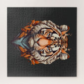 Tiger-Portrait, minimalistisches Design Orange Far Puzzle (Horizontal)