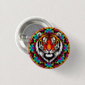 Tiger Portrait mit Mandala Design Button (Vorne & Hinten)