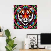 Tiger Portrait mit Mandala Design Poster (Heimbüro)
