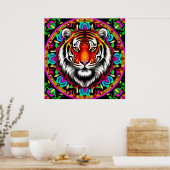 Tiger Portrait mit Mandala Design Poster (Küche)