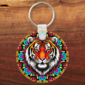 Tiger Portrait mit Mandala Design Schlüsselanhänger (Vorderseite)