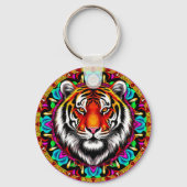 Tiger Portrait mit Mandala Design Schlüsselanhänger (Rückseite)