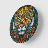 Tiger-Portrait Runde Wanduhr (Winkel)