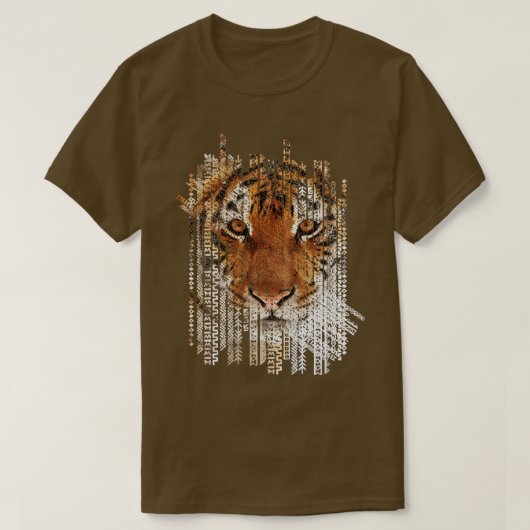 Tiger-Porträt über Stammesstruktur T-Shirt (Design vorne)