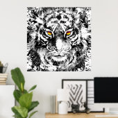 Tiger Poster Art | Tiger Zeichnend | Schwarzweiß (Heimbüro)
