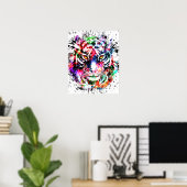 Tiger Poster | Farblich Zeichnend | Abstrakte Kuns (Heimbüro)
