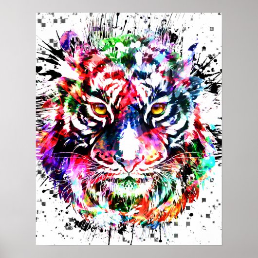 Tiger Poster | Farblich Zeichnend | Abstrakte Kuns (Vorne)