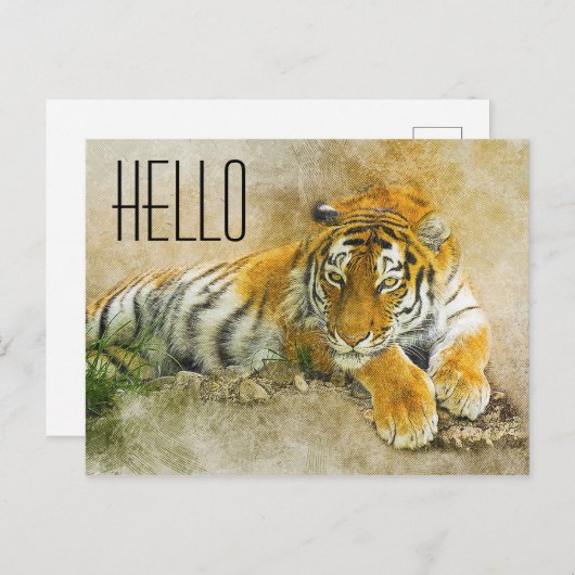 Tiger Postkarte (Vorne/Hinten)