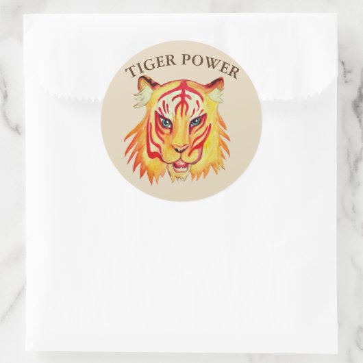Tiger Power Classic Round Aufkleber (Tasche)