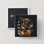 Tiger Power Stripes Fierce Motivierend Button (Vorne & Hinten)