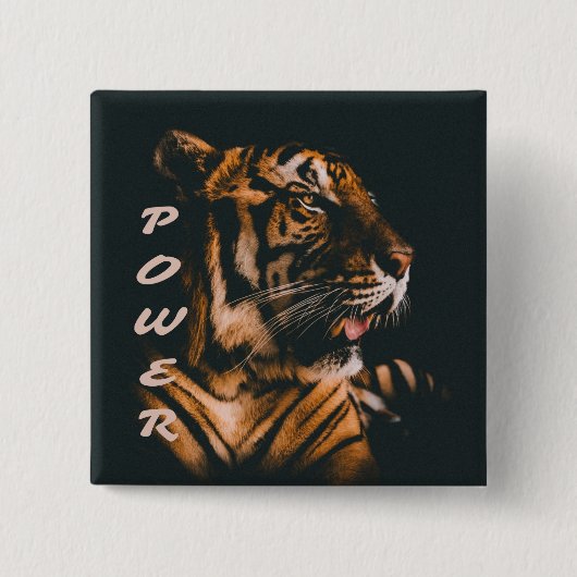 Tiger Power Stripes Fierce Motivierend Button (Vorderseite)