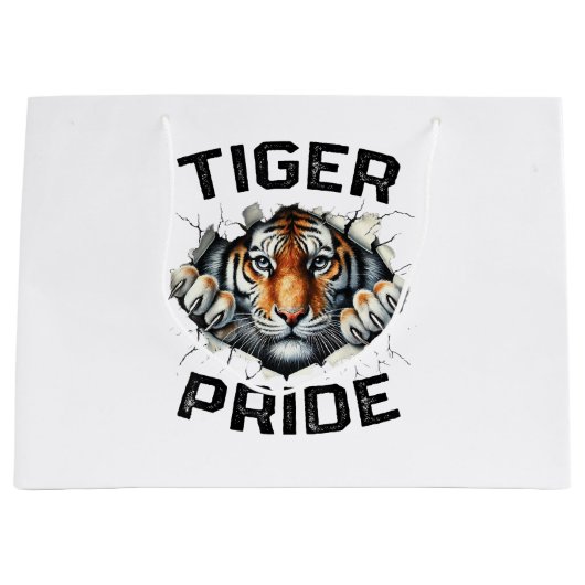 Tiger Pride Retro Tiger School Sportteam Große Geschenktüte (Vorderseite)
