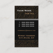 Tiger Print Black Masculine Visitenkarte (Rückseite)