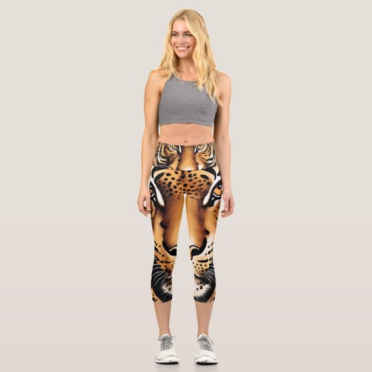 Tiger Print Capri Leggings (Vorderseite)