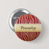 Tiger Print Elegantes Red and Gold Tiermuster Button (Vorne & Hinten)