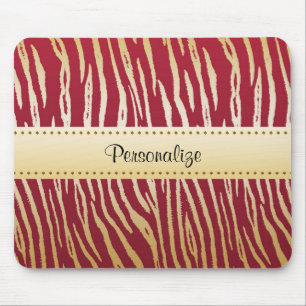 Tiger Print Elegantes Red and Gold Tiermuster Mousepad