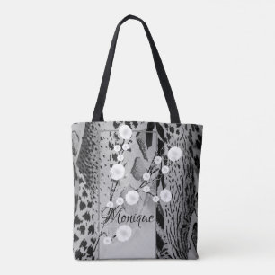 Tiger Print Floral Personalisiert Totbeutel Tasche