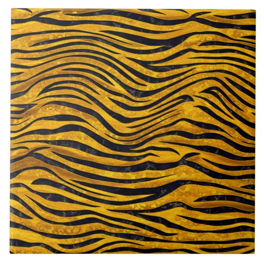 Tiger Print - Gold Cluster Fliese (Vorderseite)