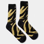 Tiger Print in Gold und Schwarz mit Monogram Socken (Rechts)
